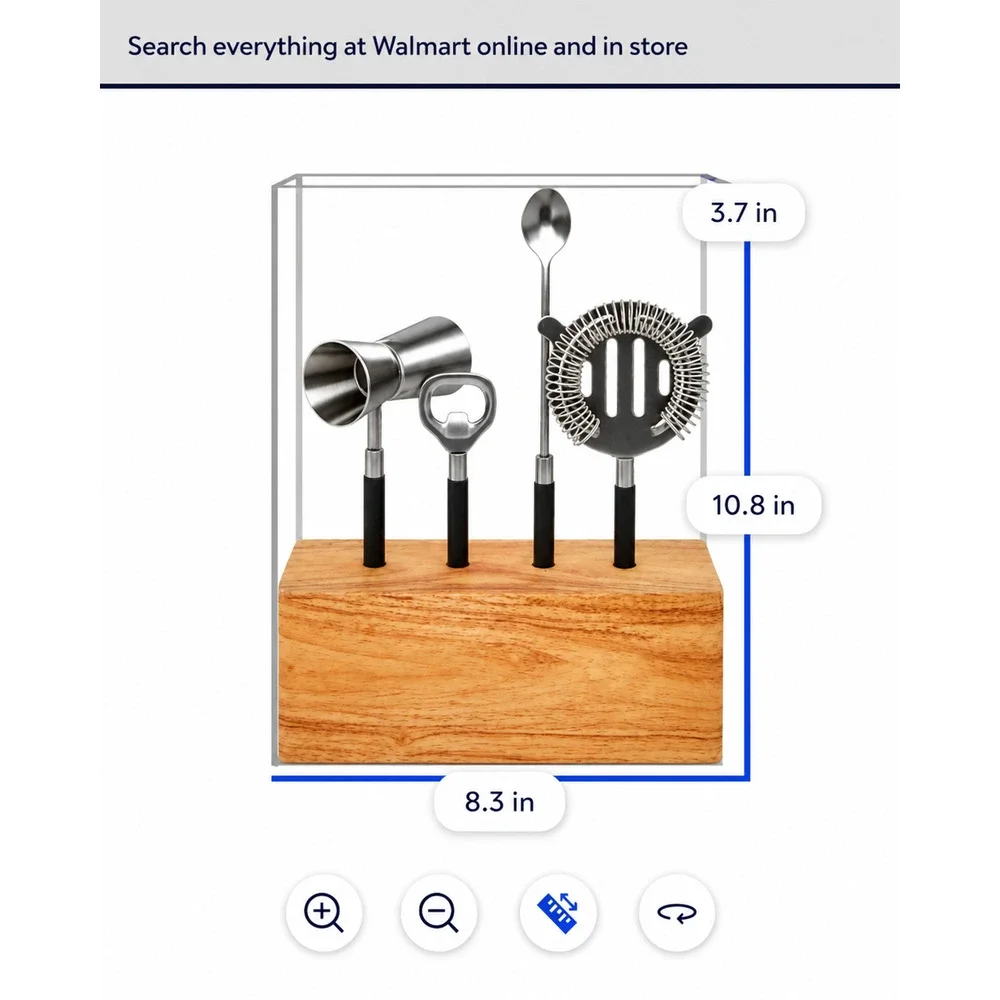 🍸Better Homes & Gardens 5-Piece Stainless Steel Bar Tool Set w/ Wooden Stand